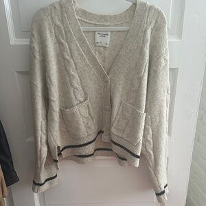 Abercrombie & Fitch Cream Cardigan with Black Trim